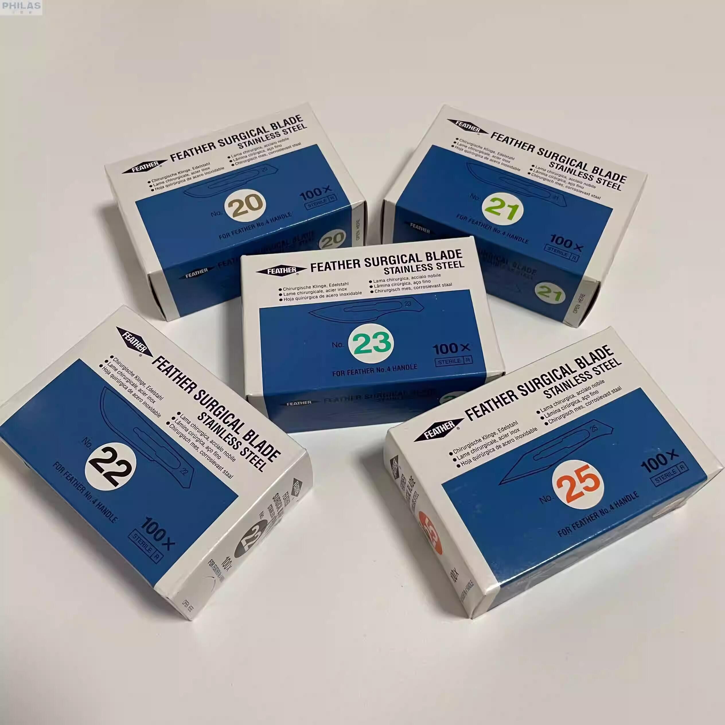 原装进口日本Feather羽毛(飞勒)20#、21#、22#、23#、24#、25#号不锈钢刀片/精密工具刀替换刀片 原装进口日本Feather羽毛(飞勒)20#、21#、22#、23#、24#、25#号不锈钢刀片/精密工具刀替换刀片