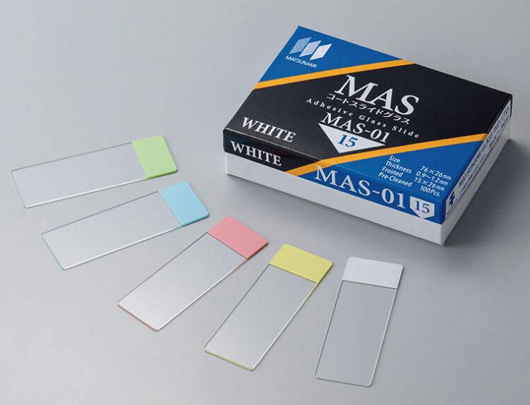 日本进口松浪Matsunami MAS亲水性免疫用粘附防脱载玻片MAS coated Adhesive glass slide MAS-01 日本进口松浪Matsunami MAS亲水性免疫用粘附防脱载玻片MAS coated Adhesive glass slide MAS-01